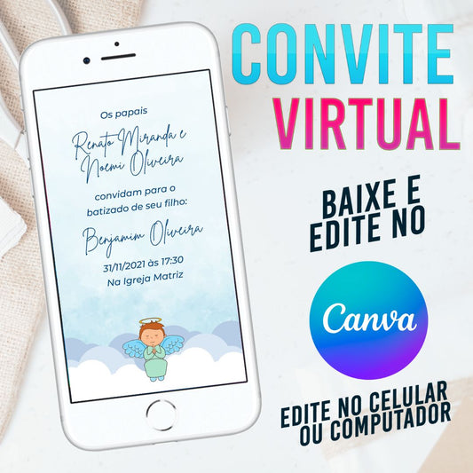 Convite Batizado Menino CB0007