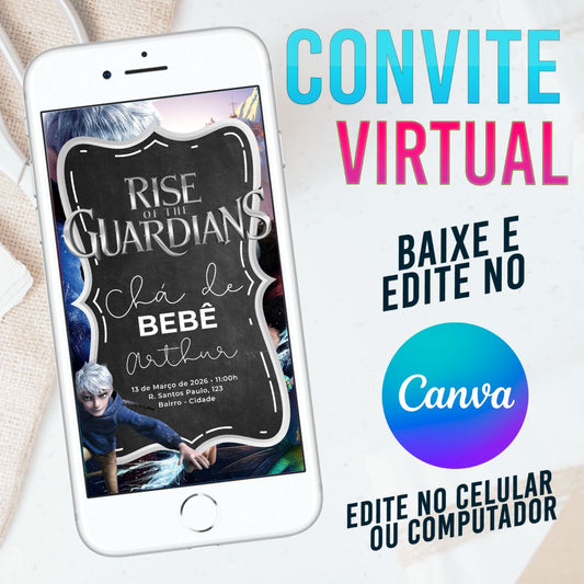 A Ascenção dos Guardiões convite Editável no Canva. Convite Virtual A Ascenção dos Guardiões. Convite Virtual A Ascenção dos Guardiões Template Canva.