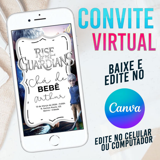 A Ascenção dos Guardiões convite Editável no Canva. Convite Virtual A Ascenção dos Guardiões. Convite Virtual A Ascenção dos Guardiões Template Canva.