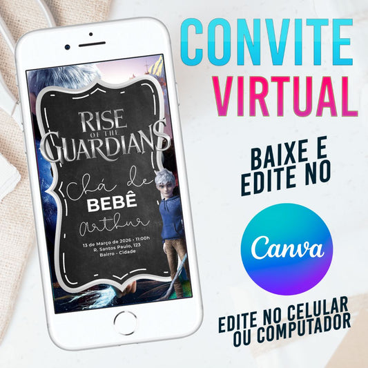 A Ascenção dos Guardiões convite Editável no Canva. Convite Virtual A Ascenção dos Guardiões. Convite Virtual A Ascenção dos Guardiões Template Canva.