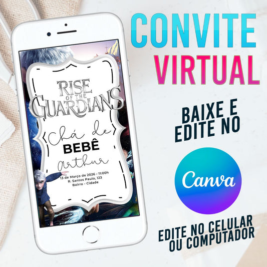 A Ascenção dos Guardiões convite Editável no Canva. Convite Virtual A Ascenção dos Guardiões. Convite Virtual A Ascenção dos Guardiões Template Canva.