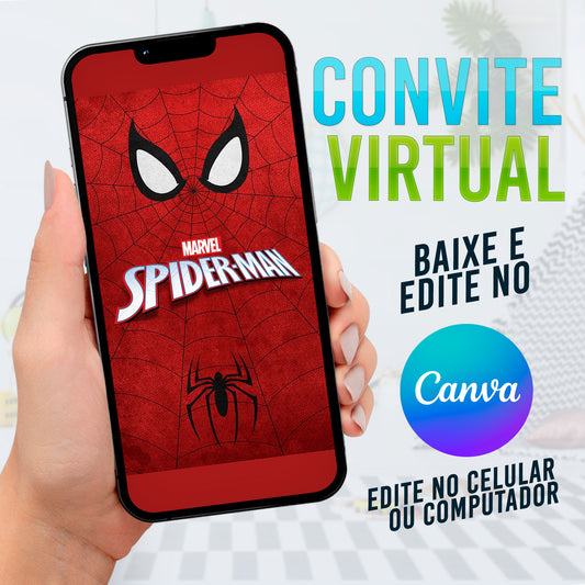 Convite animado Homem-Aranha no CANVA. Convite Homem-aranha.